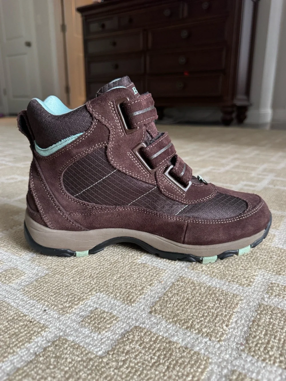 L.L. Bean Primaloft Waterproof Winter Hiking Boots Brown Aqua Size 8 Wide